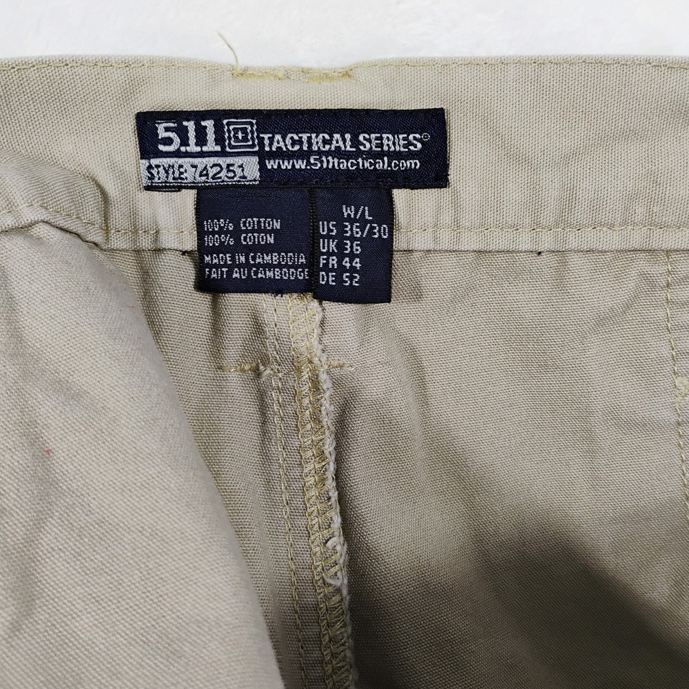 5.11 Tactical Mens Cargo Pants 36X30 (36x28) Beige Canvas Cargo Elastic Waist - Picture 7 of 8